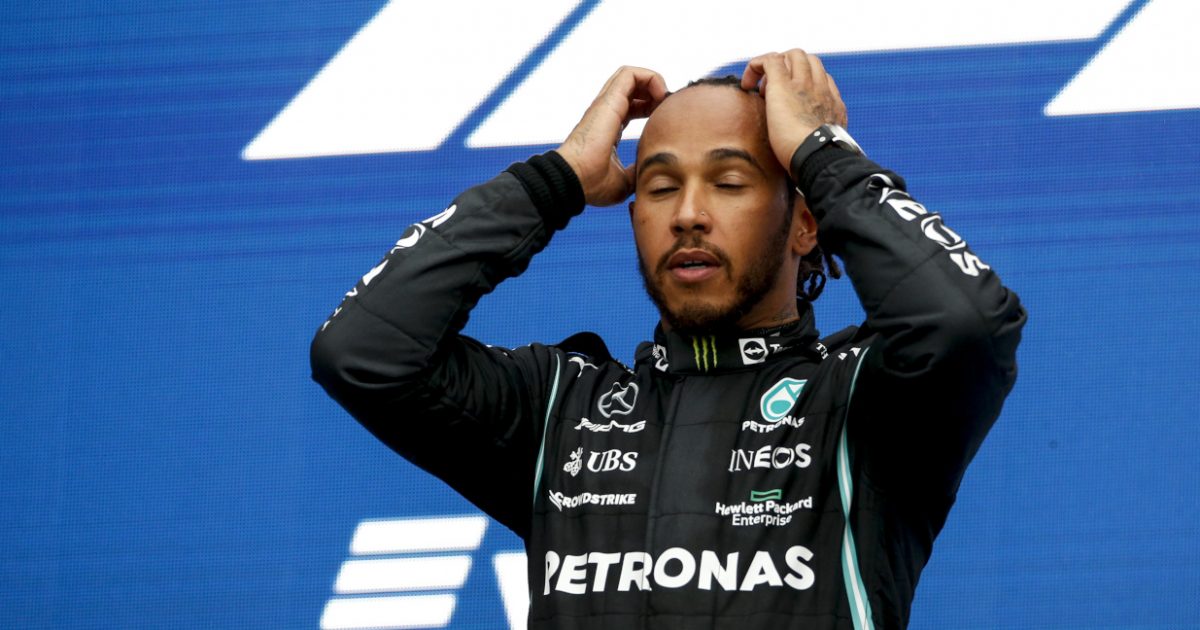 Lewis Hamilton with his hands on his head. Russia September 2021