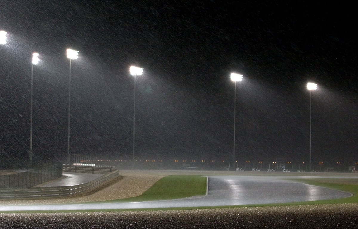 Rain at the Losail International Circuit in Qatar. April, 2009.