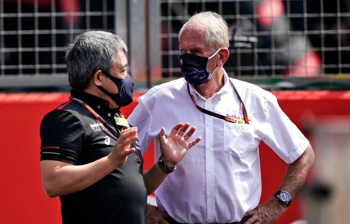 Masashi Yamamoto talks to Helmut Marko. Silverstone August 2020.