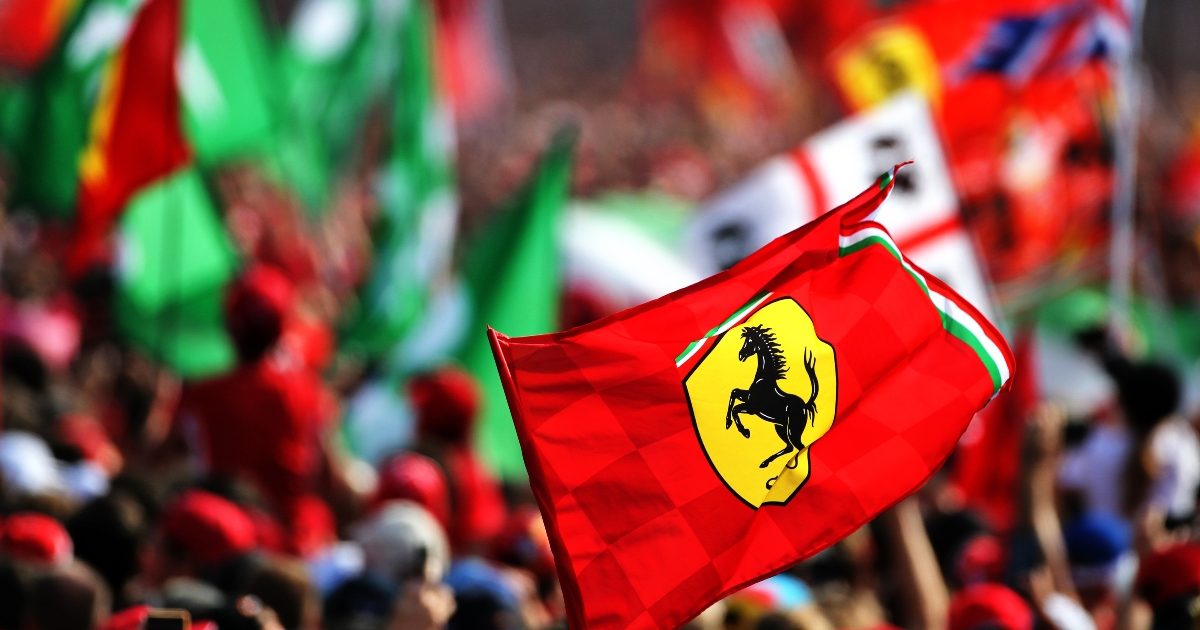 A Ferrari flag waving at Monza. Italy September 2019