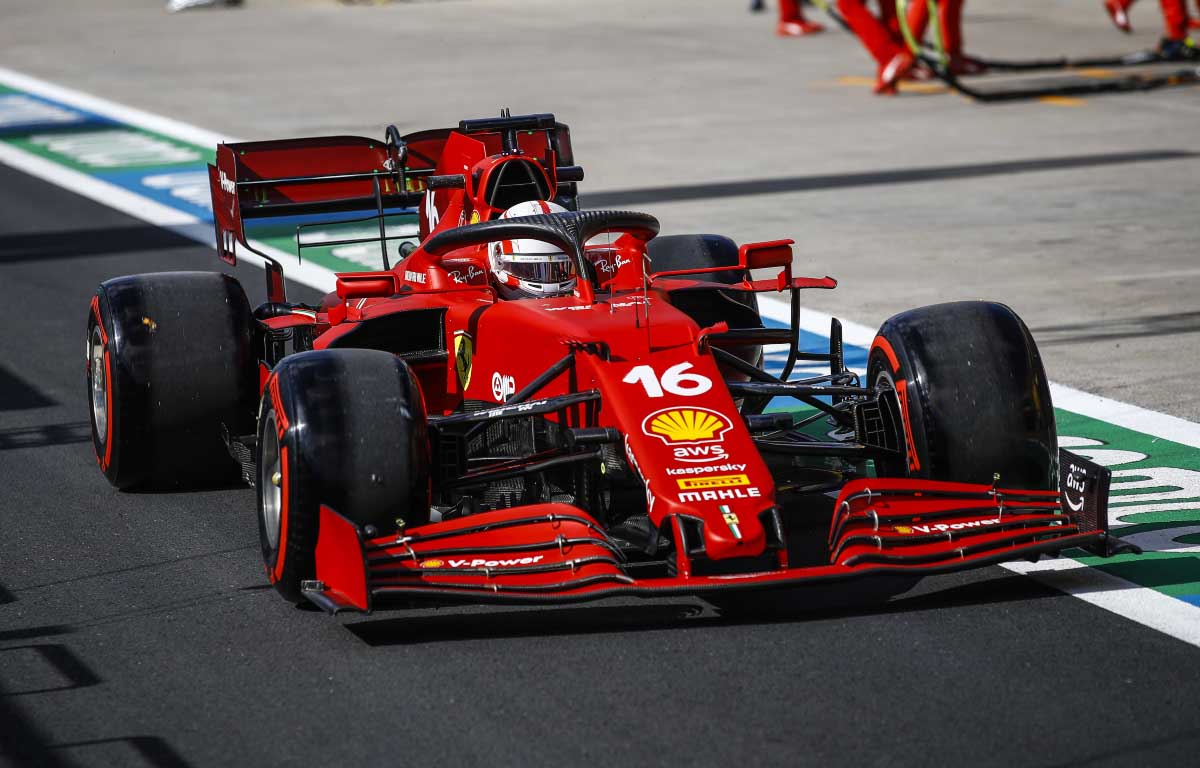 Ferrari driver Charles Leclerc leaves the pit lane in Turkey. October 2021.