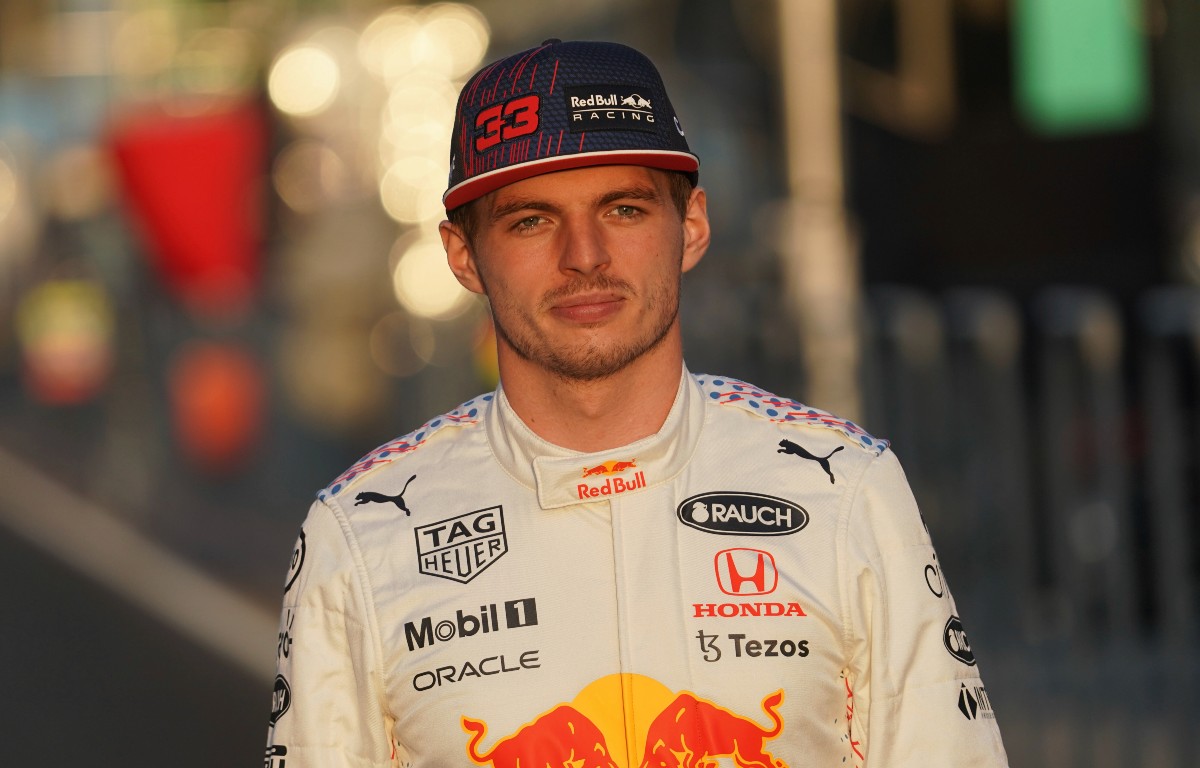Max Verstappen, Red Bull, in his Honda-tribute race suit. Turkey, October 2021.