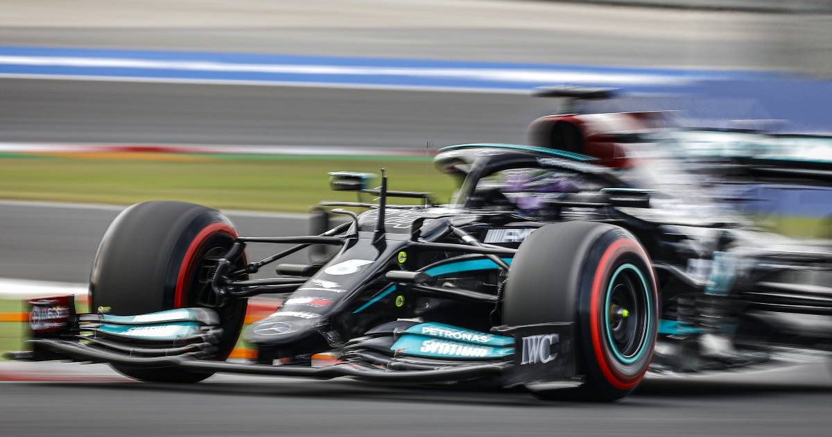 Lewis Hamilton's Mercedes during practice for the Turkish GP. Istanbul October 2021.