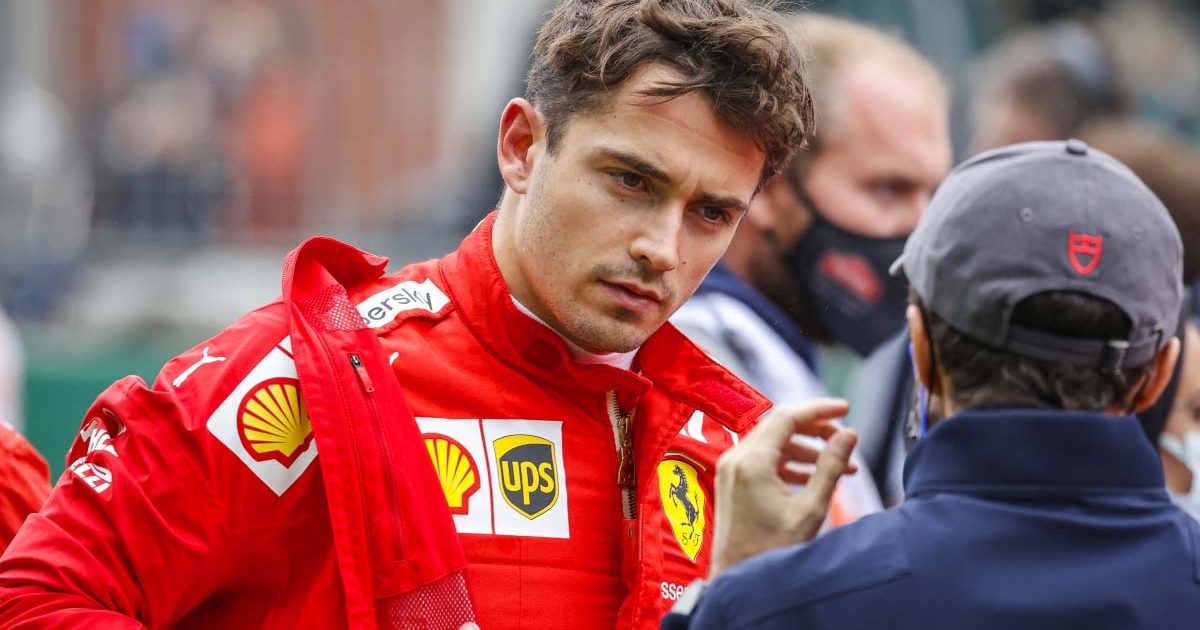Ferrari driver Charles Leclerc suits up ahead of the Turkish GP. Istanbul October 2021.
