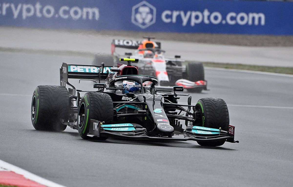 Valtteri Bottas ,Mercedes, ahead of Red Bull at the Turkish Grand Prix. Istanbul October 2021