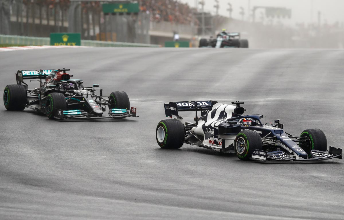 Yuki Tsunoda leads Lewis Hamilton. Turkey October 2021