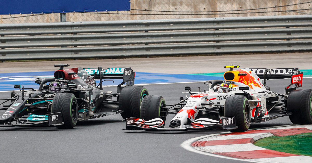 Sergio Perez racing against Lewis Hamilton. Turkey October 2021