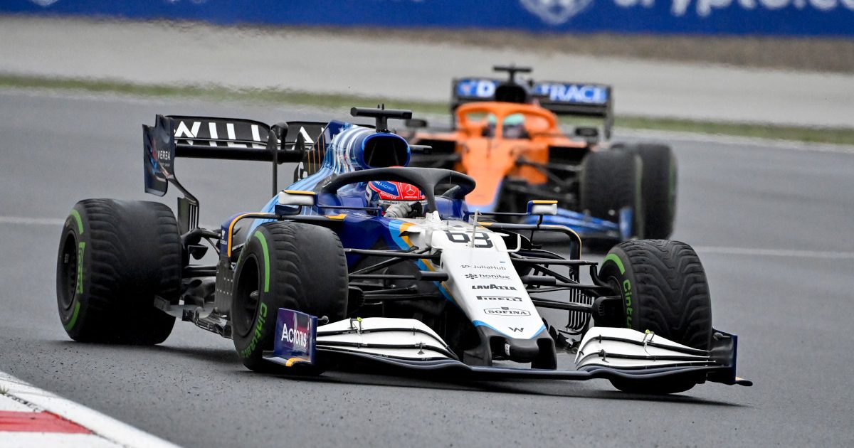 George Russell leads Daniel Ricciardo. Turkey October 2021
