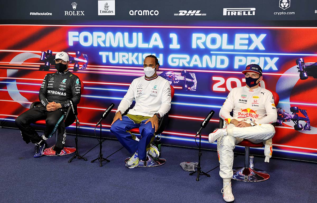 Lewis Hamilton, Max Verstappen and Valtteri Bottas. Istanbul October 2021