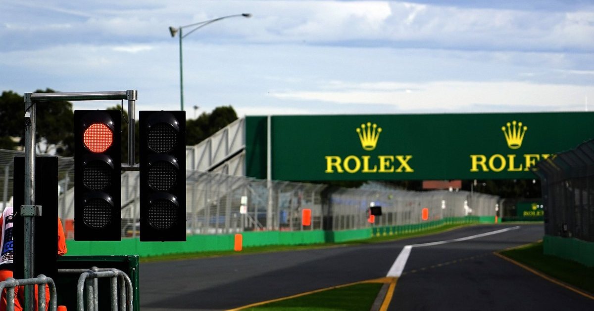 The pit lane exit at Albert Park. Australia, March 2020.