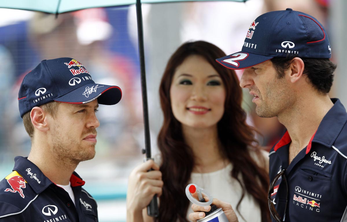 Red Bull drivers Sebastian Vettel and Mark Webber. Sepang 2013.