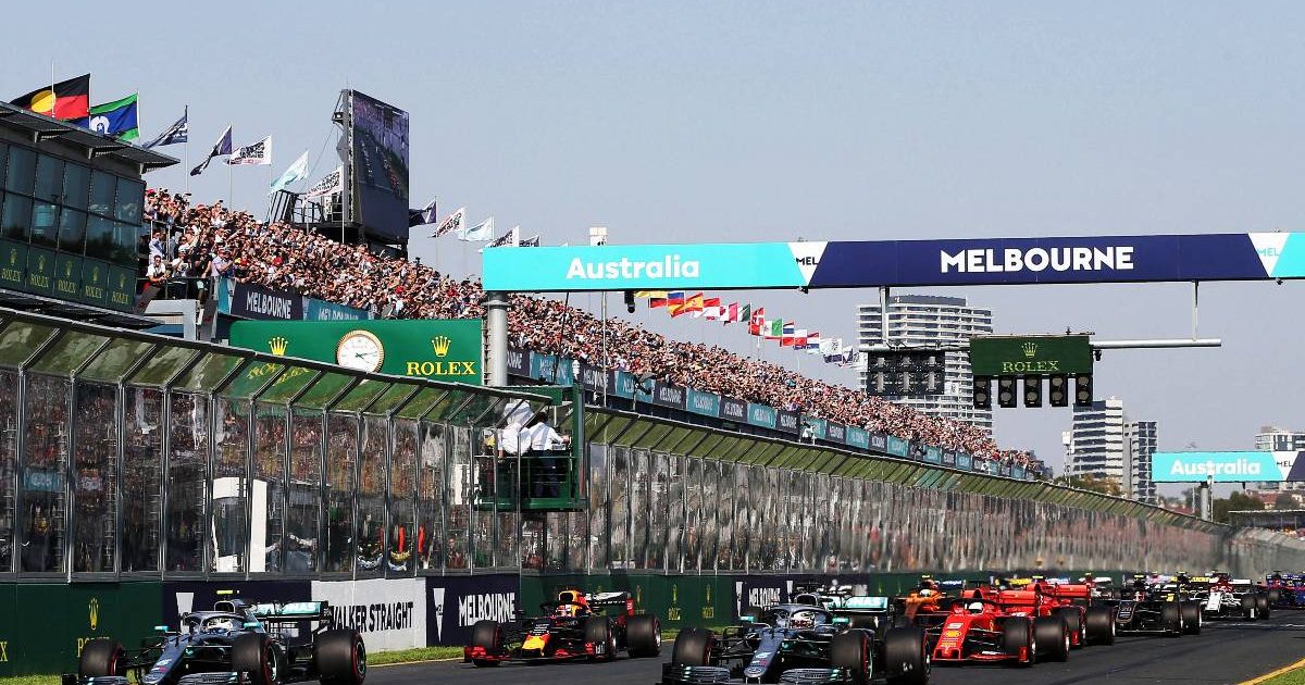 Cars lined up for the start of the Australian GP. Melbourne March 2019.