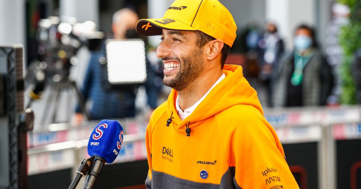 Daniel Ricciardo smiling while speaking to the press. Turkey October 2021