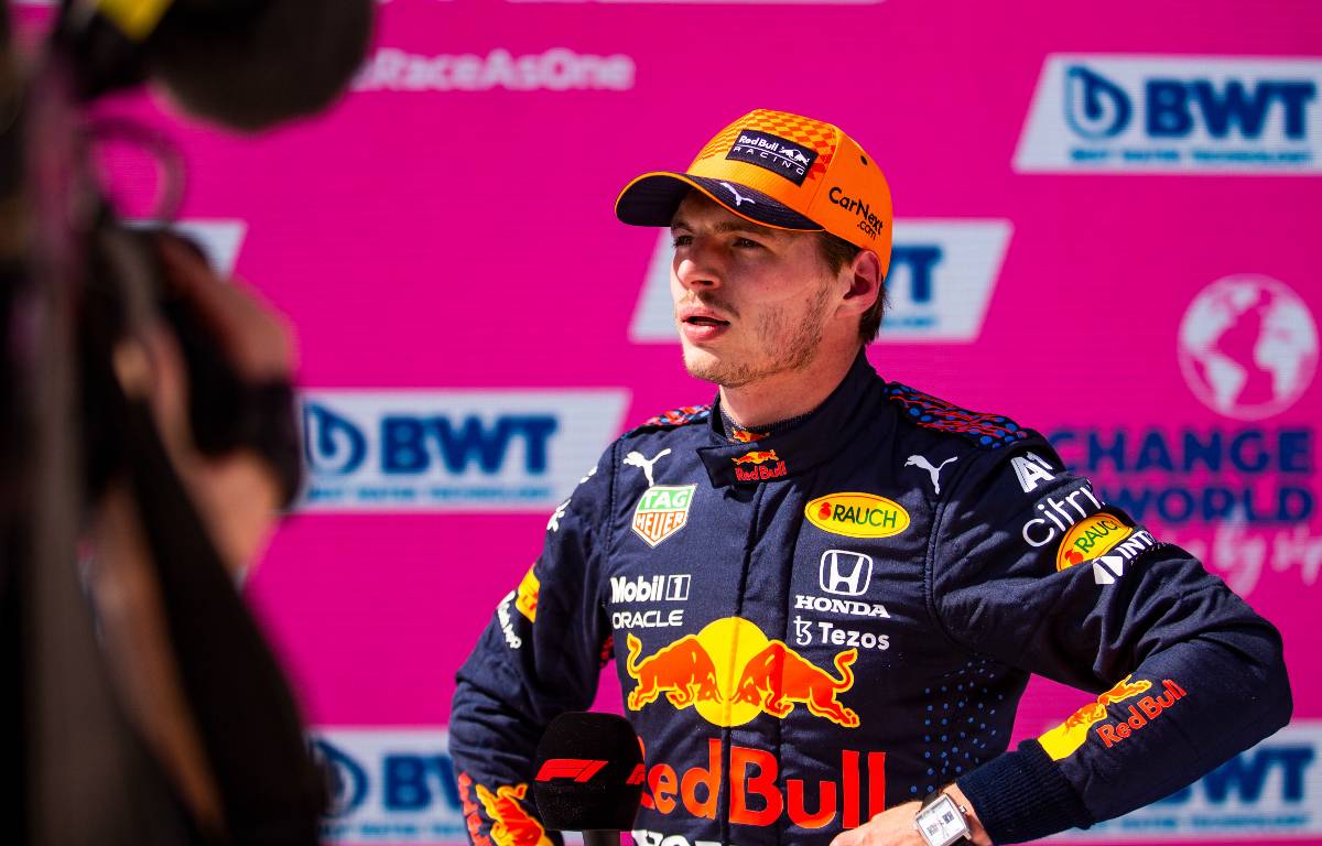 Max Verstappen being interviewed. Red Bull Ring July 2021.