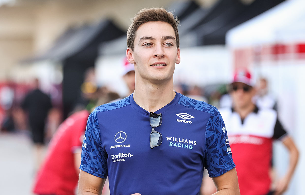 George Russell in the paddock at the United States Grand Prix. Austin October 2021