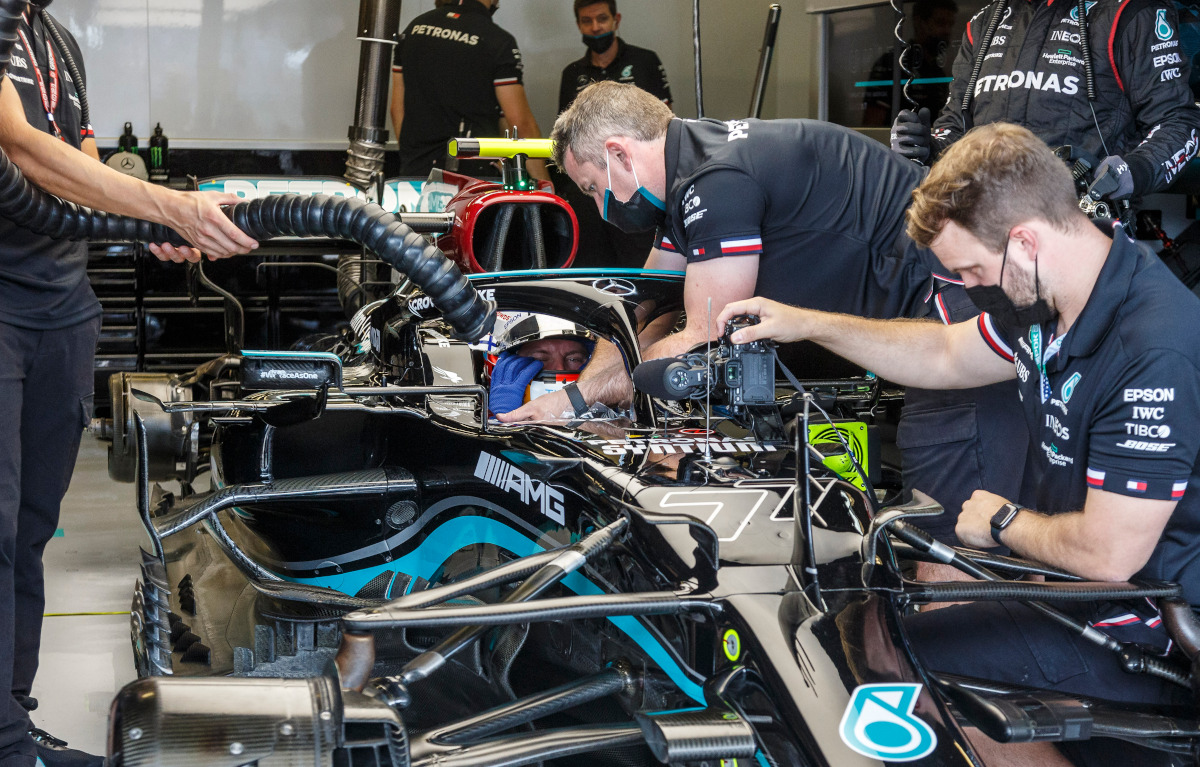 Valtteri Bottas in the Mercedes garage. Austin October 2021