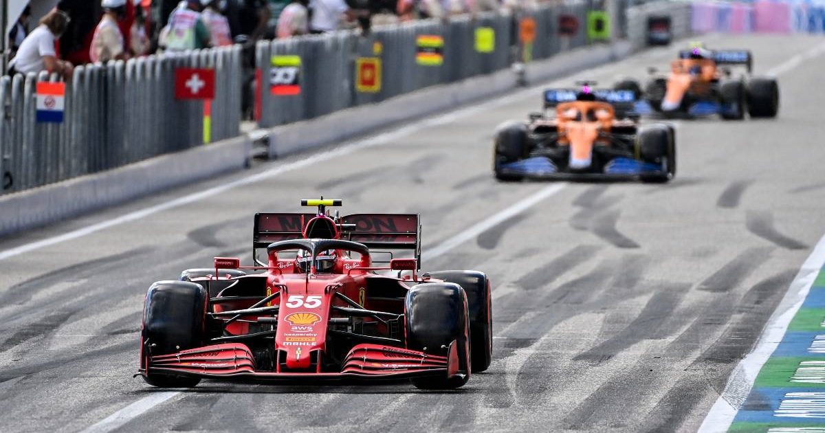 Carlos Sainz followed by McLaren. United States, October 2021.