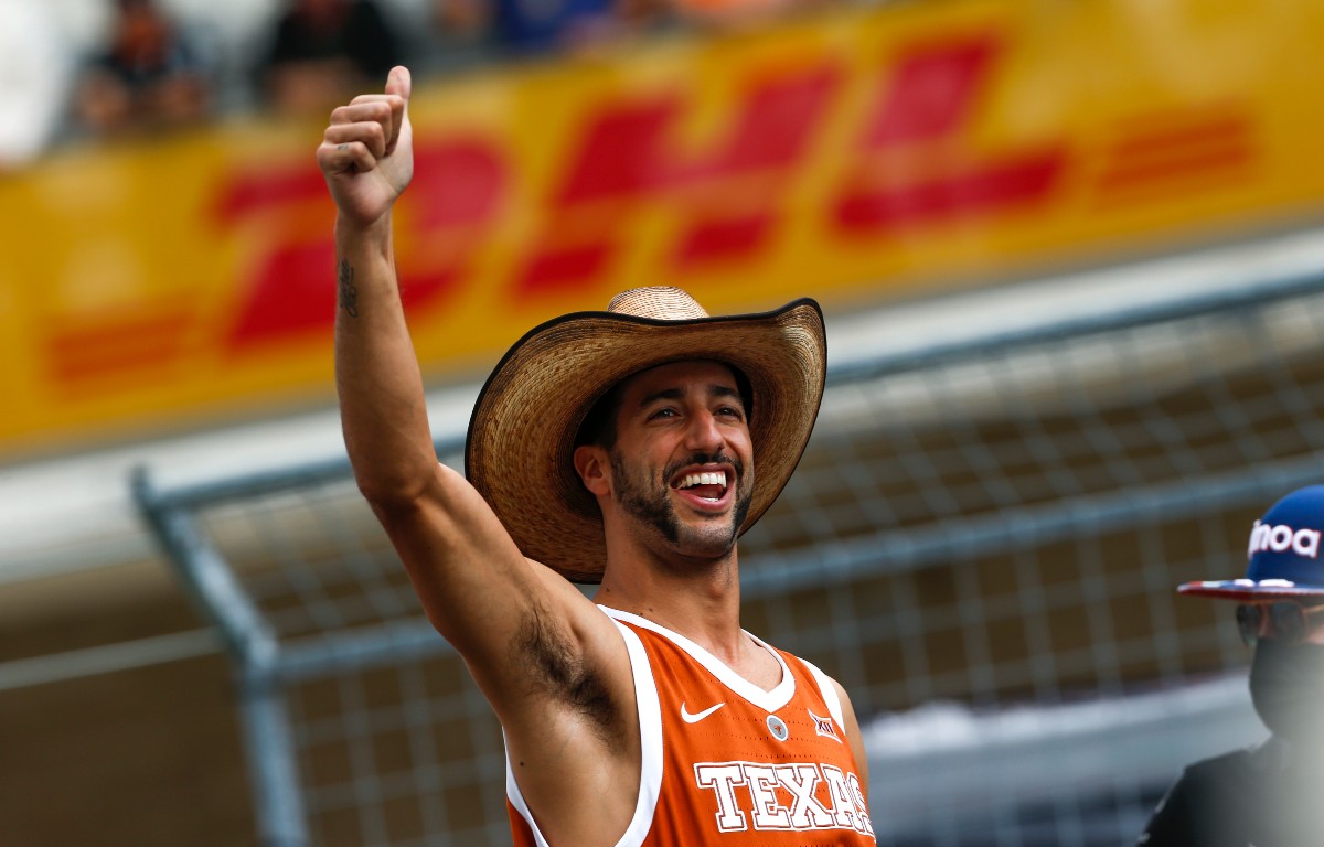 Daniel Ricciardo in a Texas Longhorns vest. United States, October 2021.