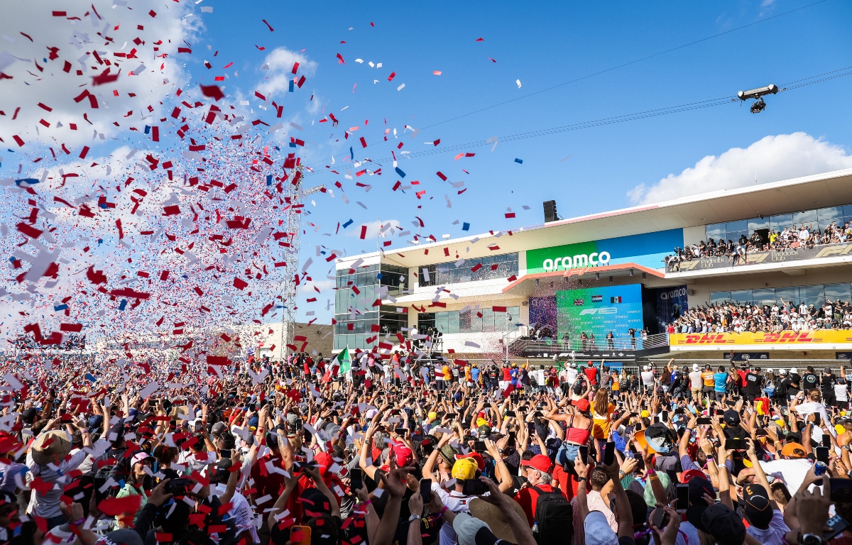 The crowd during the podium ceremony at the United States Grand Prix. Austin October 2021