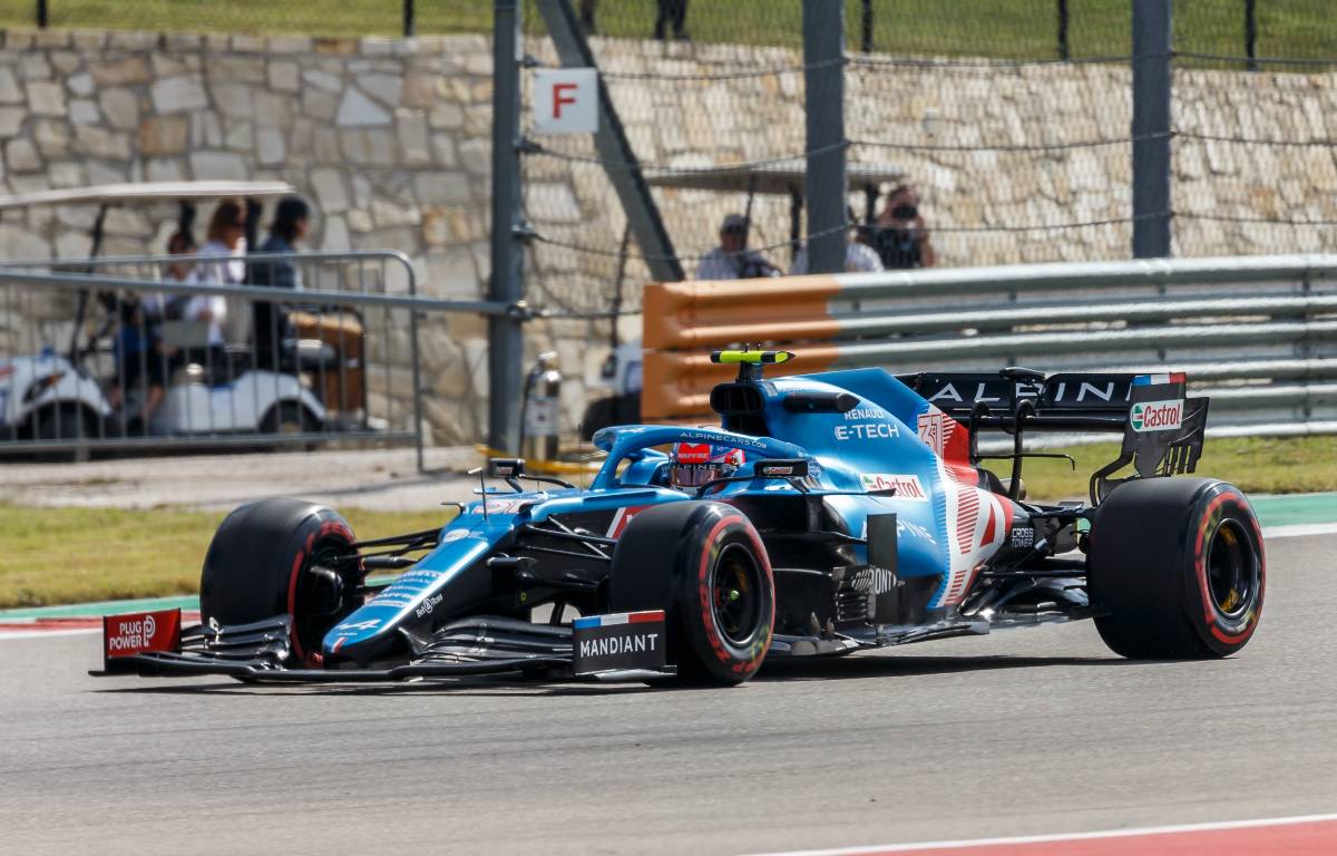 Esteban Ocon's Alpine during US Grand Prix practice. Austin October 2021.