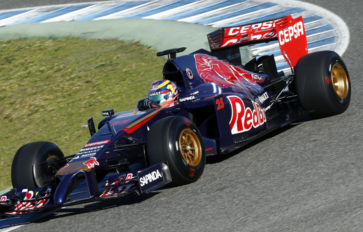 Jean Eric Vergne in a Toro Rosso. Spain January 2014