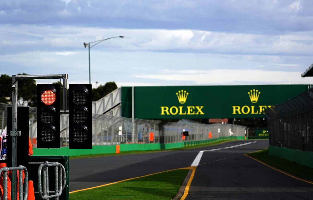 The exit of the pit lane at Albert Park. Melbourne March 2020.