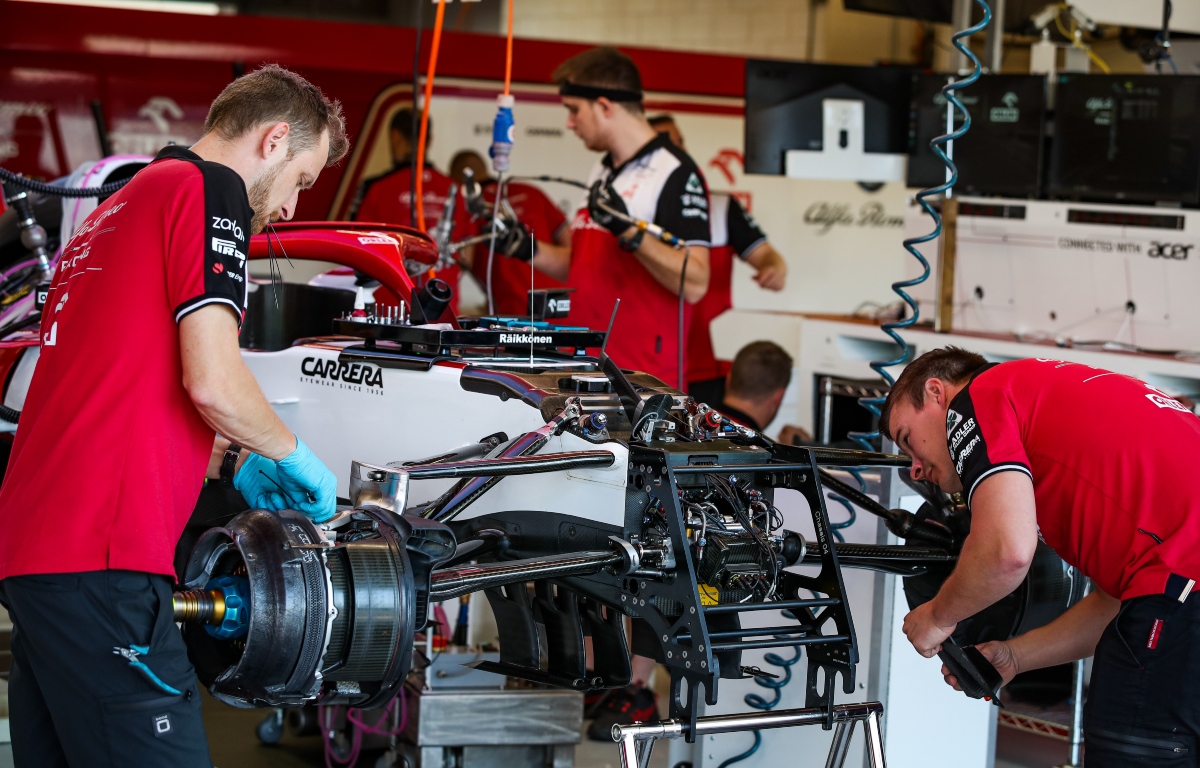 Alfa Romeo mechanics at work. United States, October 2021.