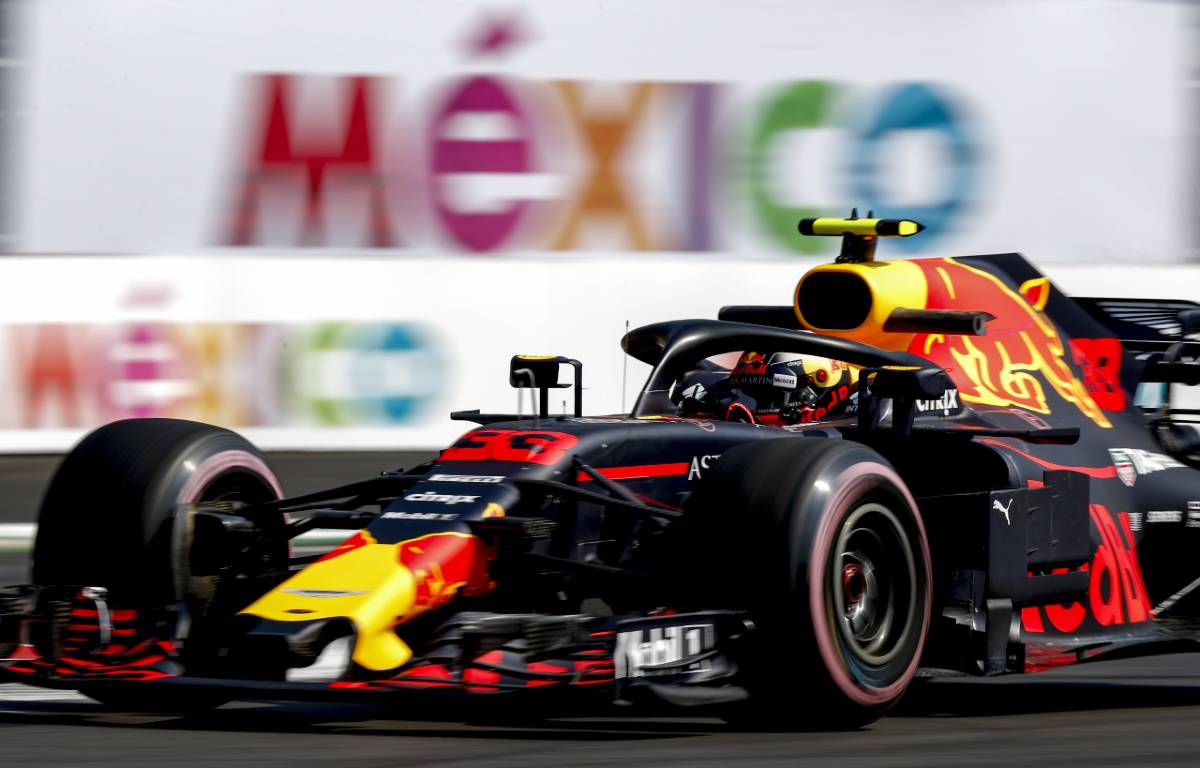 Max Verstappen的红牛在墨西哥品牌的前面。墨西哥城，2018年10月。