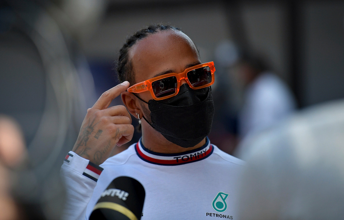 Lewis Hamilton orange sunglasses. Mexico November 2021