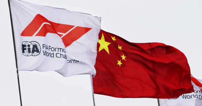 Chinese Grand Prix F1 flag. China April 2018