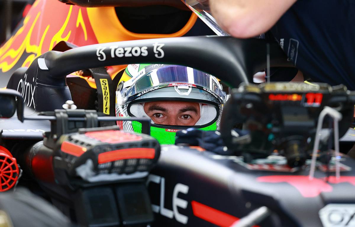 Sergio Perez looking out from the Red Bull cockpit. Mexico, November 2021.