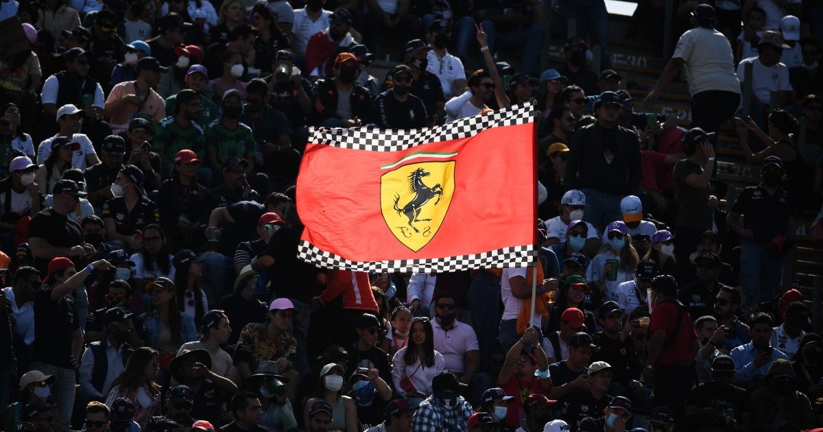 A Ferrari flag in the crowd. Mexico, November 2021.