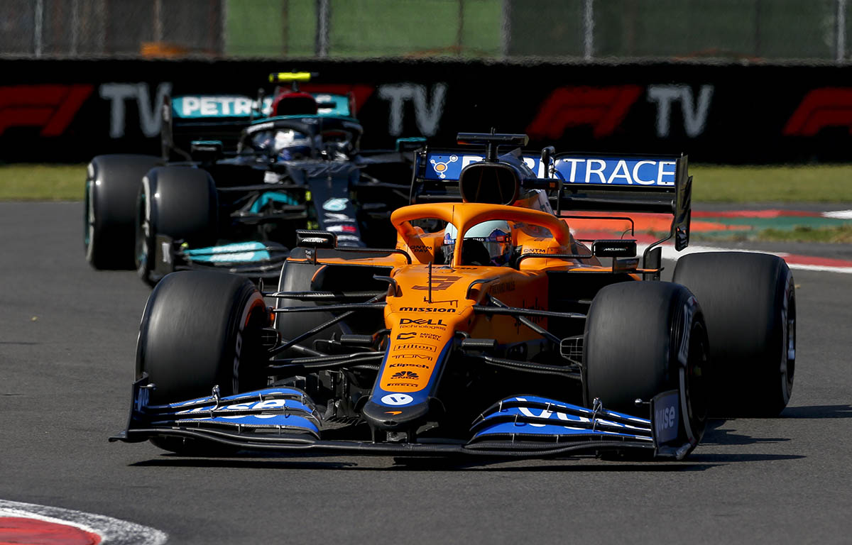 McLaren driver Daniel Ricciardo and Mercedes driver Valtteri Bottas. November 2021