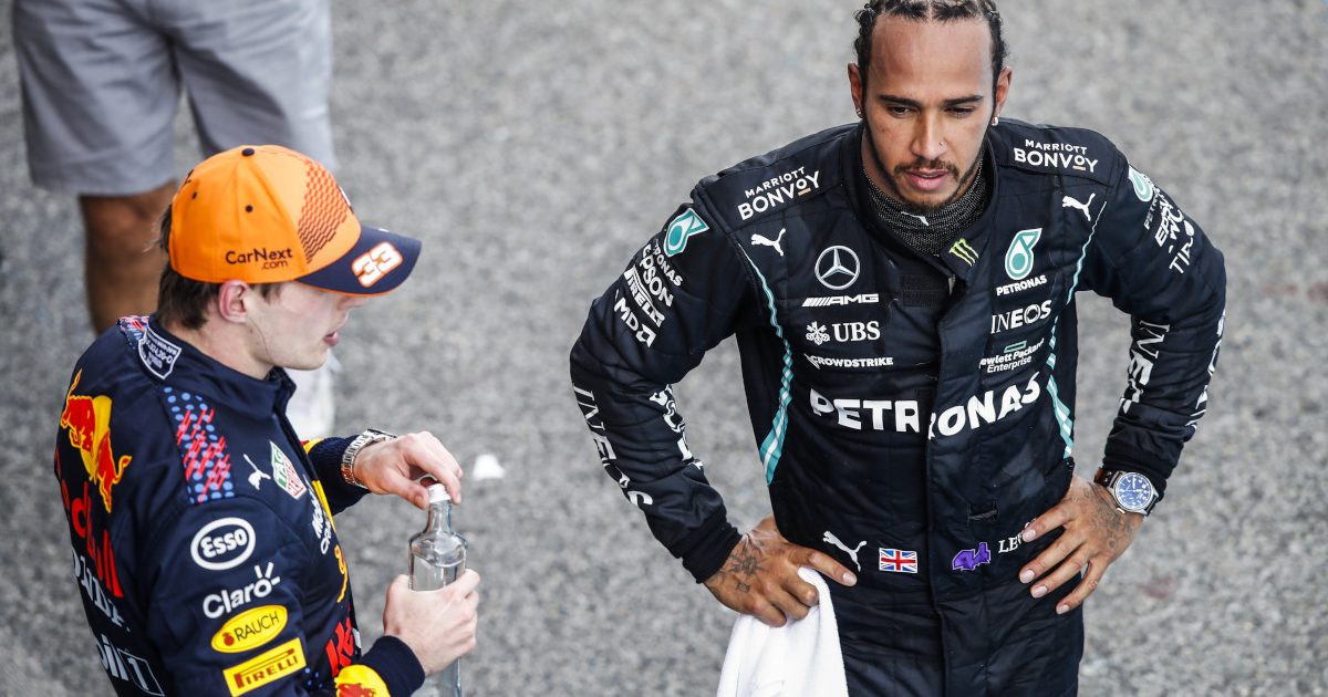 Lewis Hamilton采访Max Verstappen。西班牙2021年5月