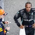 Lewis Hamilton speaking with Max Verstappen. Spain May 2021