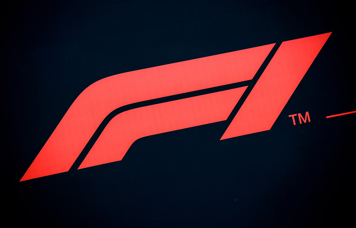 A Formula 1 logo on a black background. Belgium August 2021.