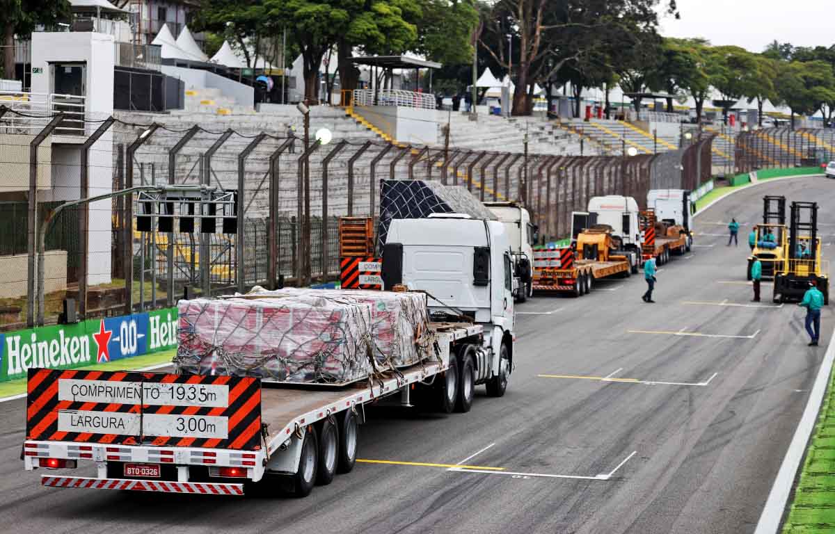 F1 freight arrives at Interlagos. Brazil November 2021.