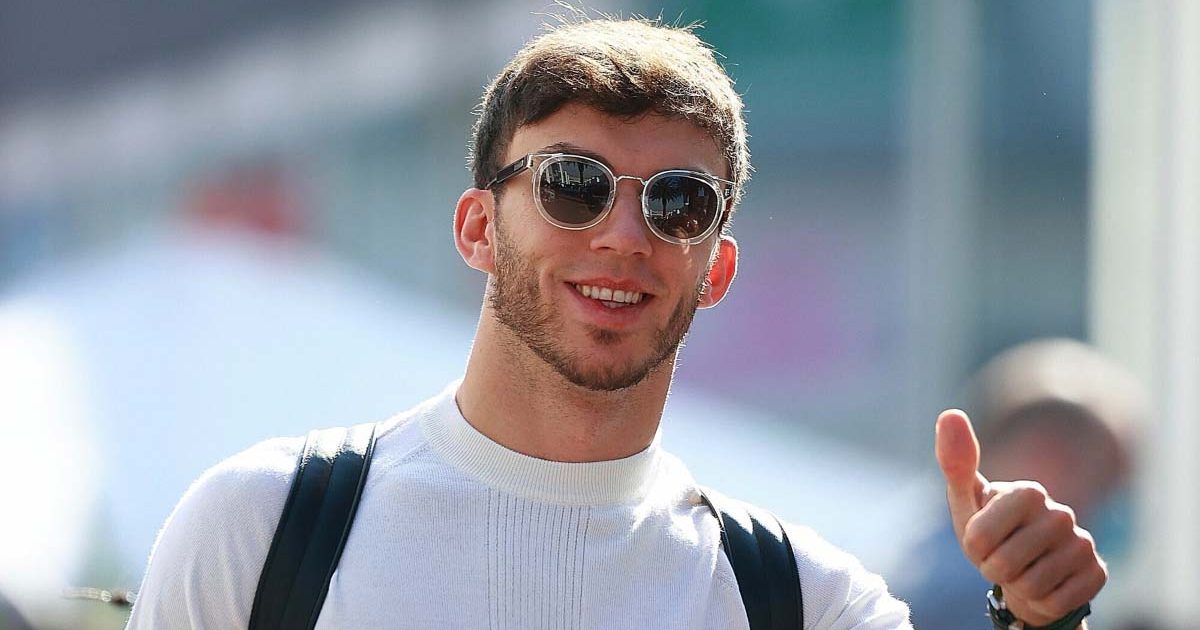 Pierre Gasly gives a thumbs-up in the paddock. Mexico November 2021.