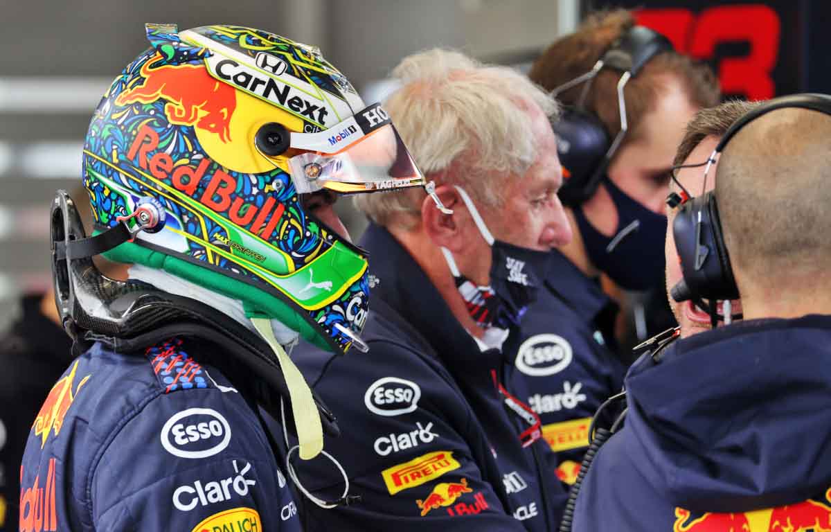 Max Verstappen in the Red Bull garage. Brazil November 2021.