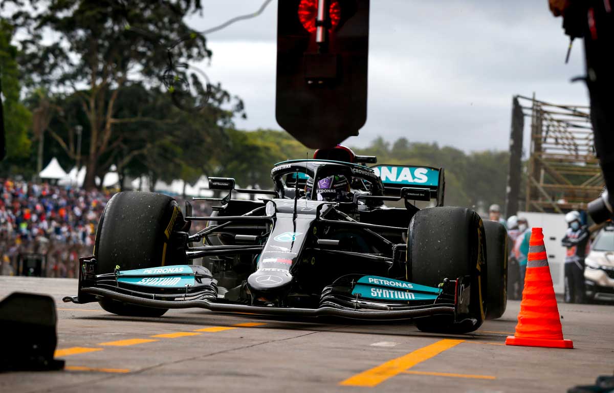 Lewis Hamilton in his pit box. Brazil November 2021.