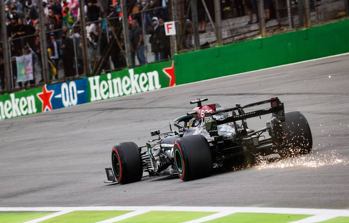Lewis Hamilton, Mercedes, with DRS open. Brazil, November 2021.
