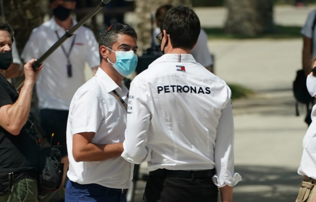 Michael Masi and Toto Wolff. Bahrain March 2021