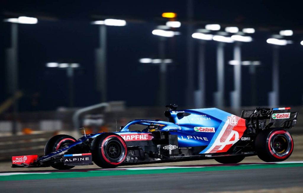 Fernando Alonso during practice for the Qatar GP. Lusail November 2021.