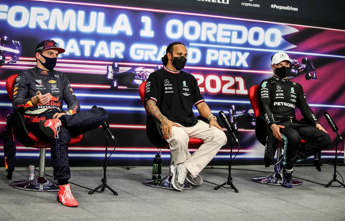 Max Verstappen, Lewis Hamilton and Valtteri Bottas speak in Qatar. November 2021.