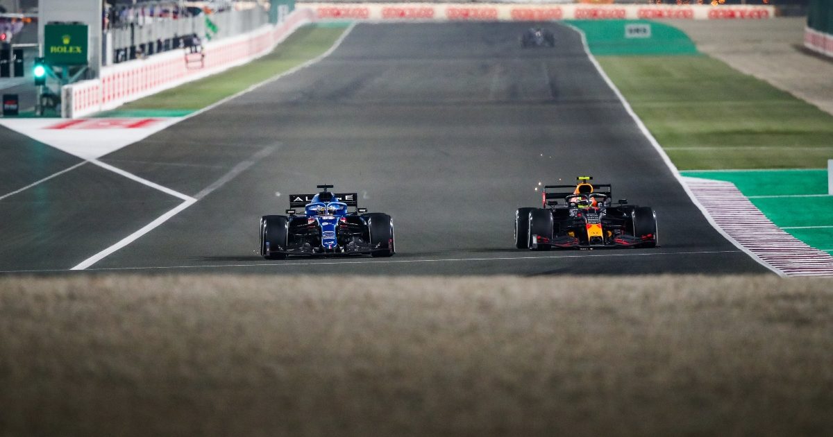 Fernando Alonso and Sergio Perez side by side. Qatar November 2021