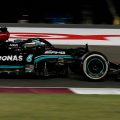 Mercedes driver Lewis Hamilton hits an apex in Qatar. November 2021.