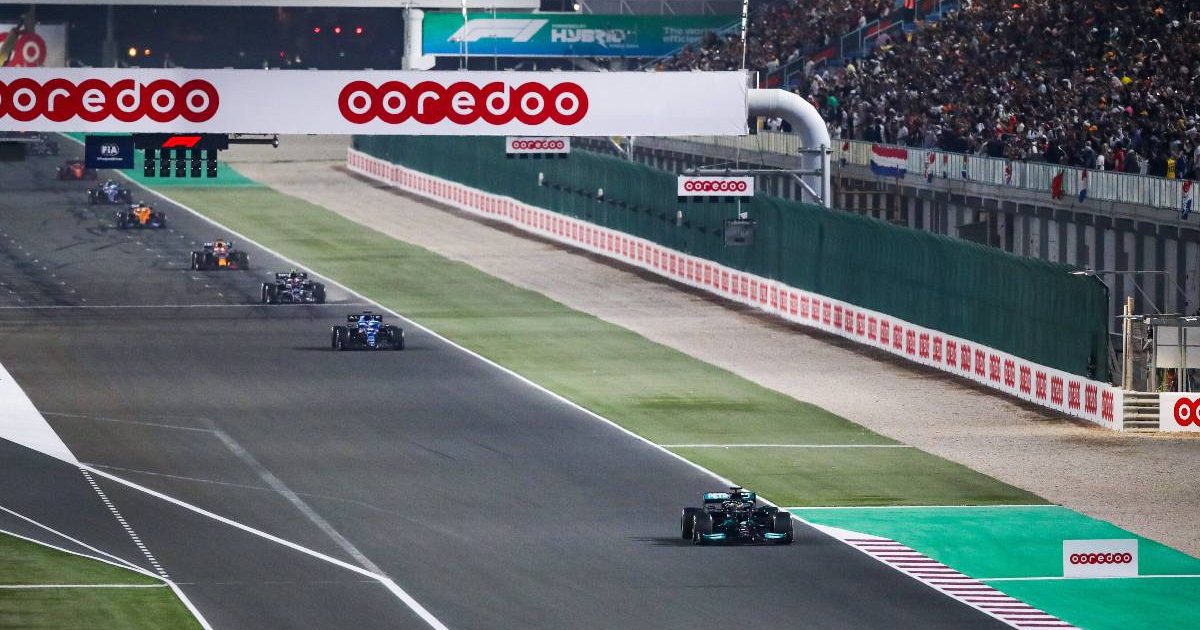 Lewis Hamilton leads comfortably in Qatar. November 2021.