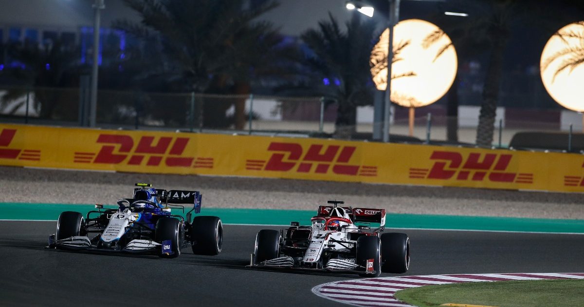 Kimi Raikkonen and Nicholas Latifi battle in Qatar. November 2021.