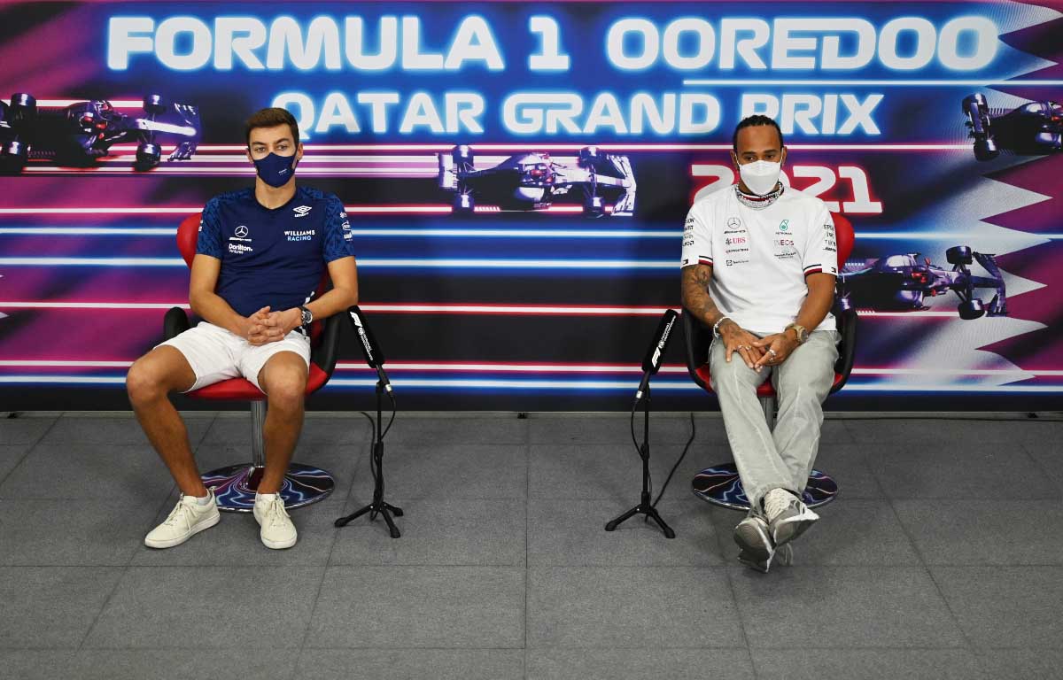 George Russell and Lewis Hamilton in the press conference. Qatar November 2021.