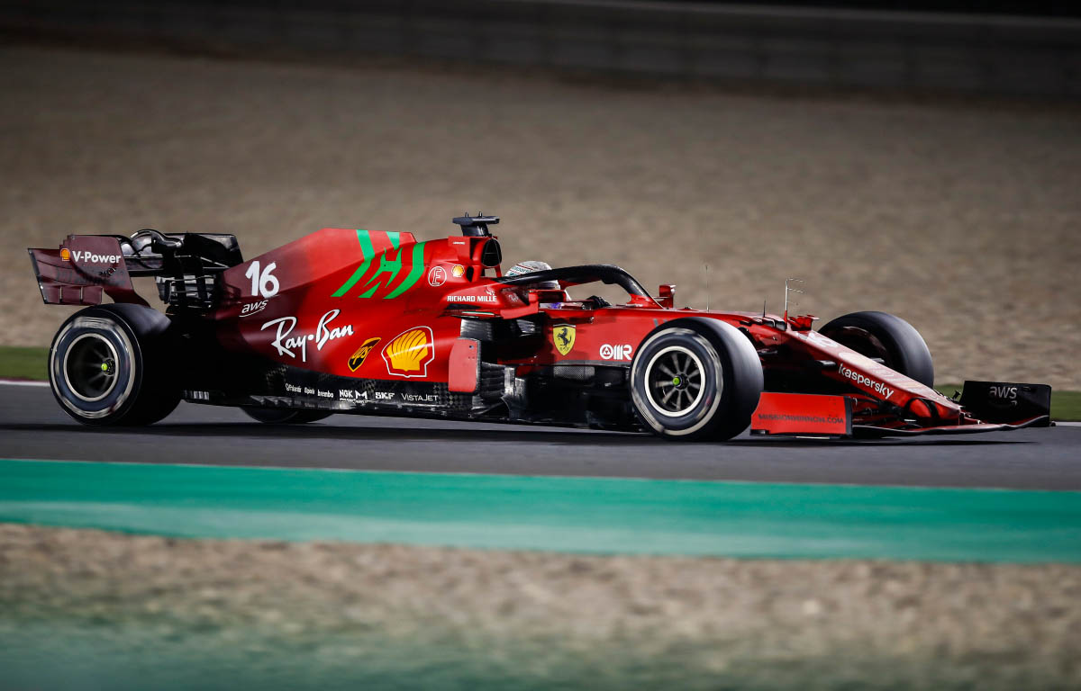 Ferrari driver Charles Leclerc goes around Losail. Qatar November 2021.